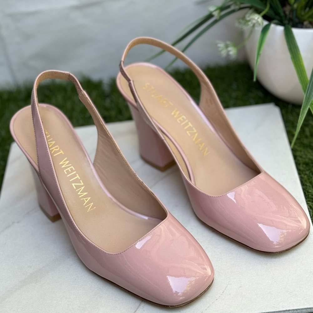 STUART WEITZMAN Cryblock pink 85 Slingback Pump  women Size 6 Ballet Patent - Picture 8 of 17